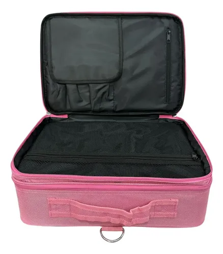 Organizador de Maquillaje Glamory Medium Rosa 10 Compartimentos Tela 37x26x12.5 cm