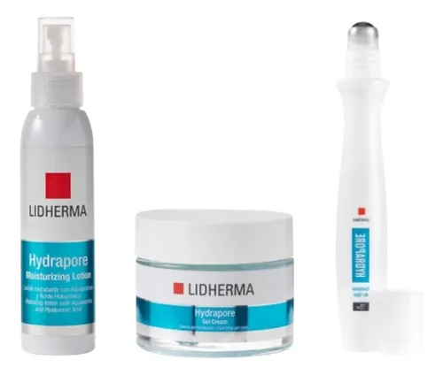 Kit Hydrapore Crema+ Loción+ Contorno Skincare Lidherma X3