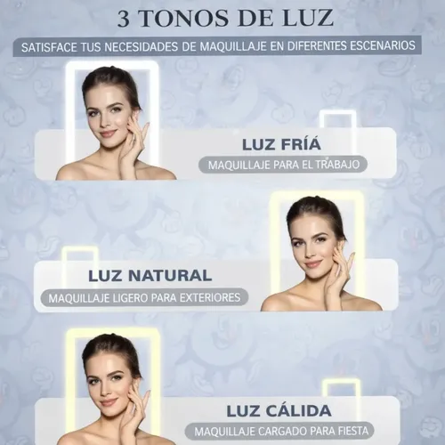 Espejo Maquillaje Con Aumento X2 X3 Con Luz Led