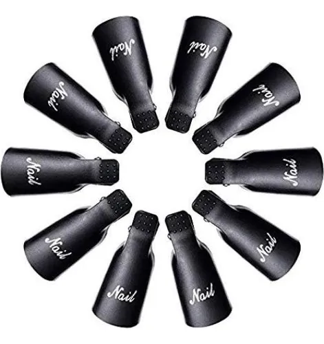Clip De Capucha Himo 10pc Para Remover Esmalte Uv Negro