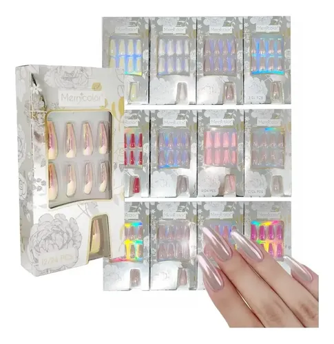 Uñas Postizas Press On Pegatinas Ballerinas Tips Colores 5