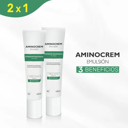 Aminocrem Emulsión Atenuante de Arrugas con Ácido Hialurónico, Pack de 2 x 30 g