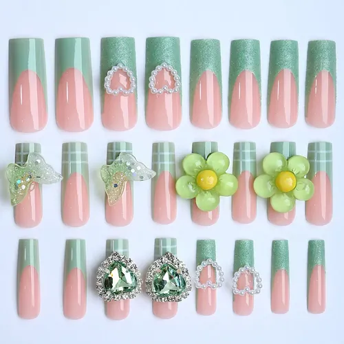Dos Cajas De Uñas Postizas Con Piedras Preciosas De