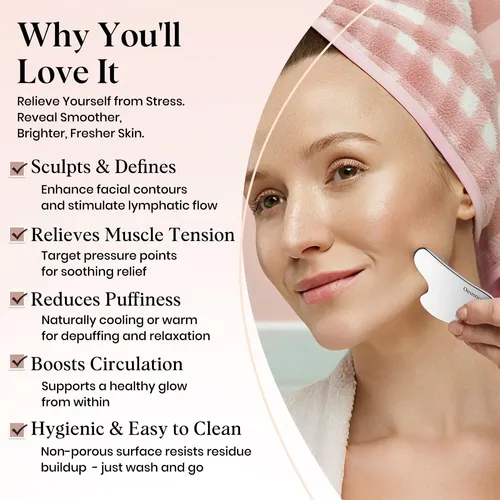 Guasha Facial Acero Inoxidable Masajeador Drenaje Linfático