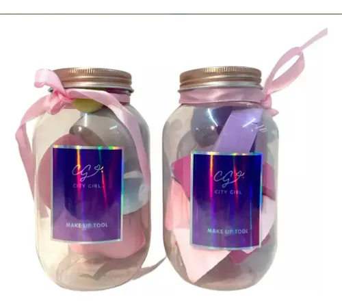 Kit Esponjas Para Maquillaje Set X 12 Unidades En Frasco