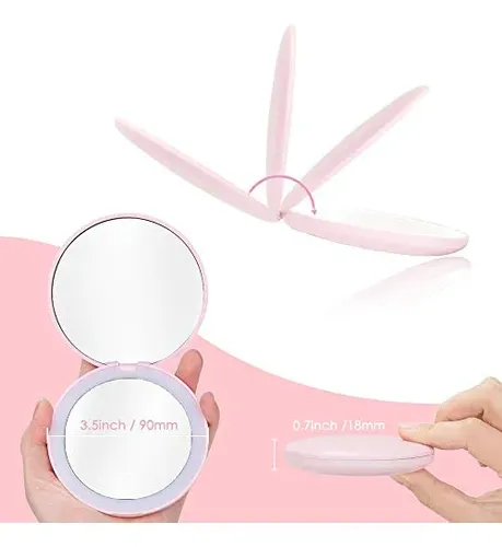 P/j Espejo De Maquillaje Portátil Plegable Led Recargable