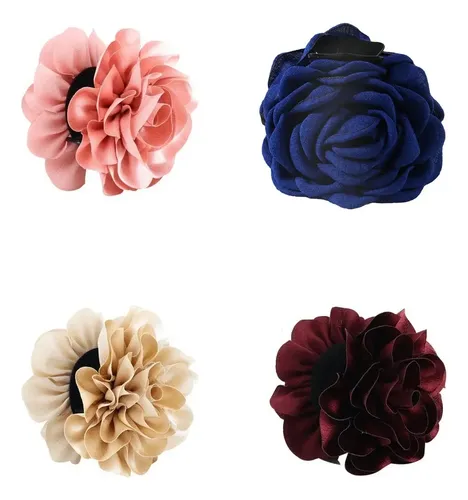 Paquete De 4 Pinzas Para El Pelo Con Flores De Satén