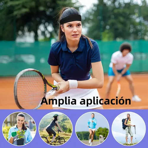 4 Cintas Elásticas Deportivas Para La Cabeza Negro |       Rayas Negro