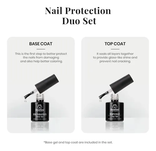 Kit Esmalte Gel Blanco Y Negro 4 Pzs Base Y Top Coat