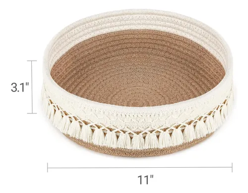 Organizador Maquillaje Mkono De Macramé, Amarillo Y Blanco