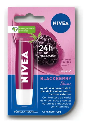 Pack 6u Protector Labial Nivea Labello Blackberry Shine 4,8g
