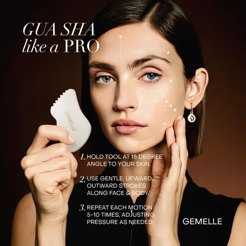 Gua Sha Gemelle Jade Blanco 5 Bordes Masaje Facial Corporal