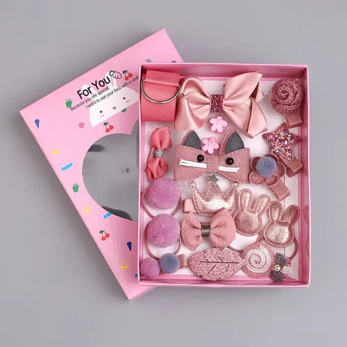 Kit De Accesorios Para El Cabello Infantil @ Pink De 18 Piez