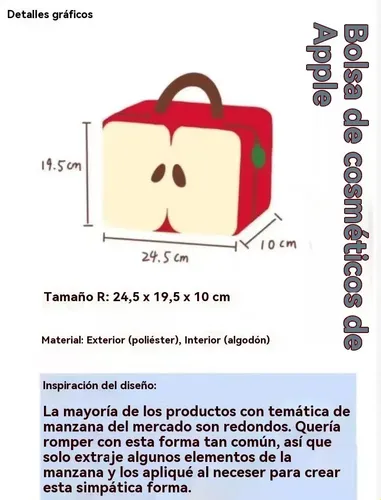 Bolsa De Maquillaje Creative Apple Portátil, Ligera Y De K