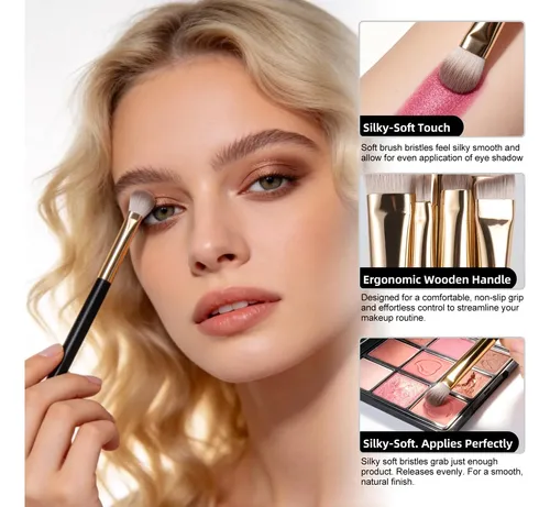 Set 5 Brochas Para Maquillaje De Ojos Acmebeauty Negro