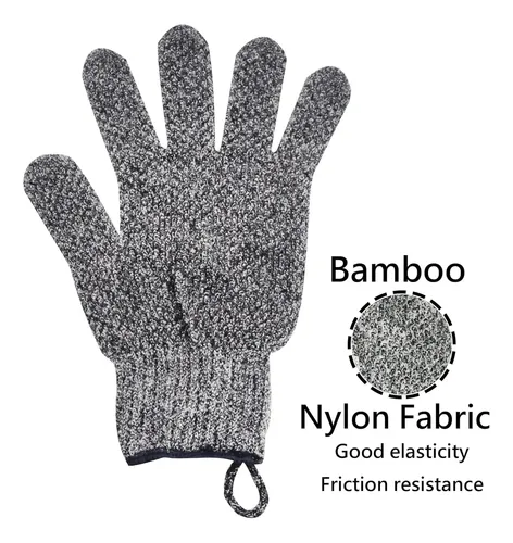 Guantes Exfoliantes Carbón Bambú Para Ducha Y Piel Muerta