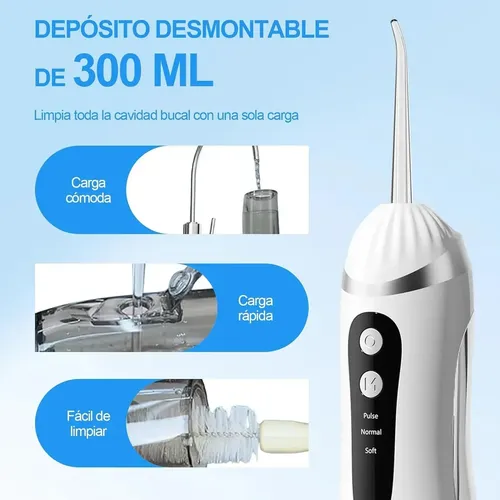 Irrigador Bucal Portátil Inalámbrico Recargable 3 Modos Blanco