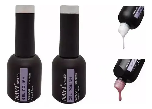 Kit X2 Gel Uv Led Esmaltado Semi Navi V. Lactea Blanco+ Rosa Color Blanco/rosa