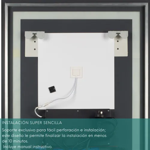 Espejo Rectangular Táctil Luz Led Moderno Vestidor