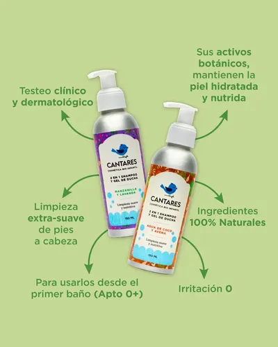 Shampoo Natural Organico Hidratante Coco Y Avena Cantares