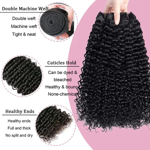Cabello Rizado Humano 3 Mechones 16-18-20p Pulgadas 100%