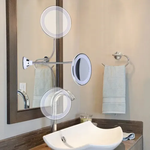 A Espejo Maquillaje Led 10x Aumento Con Soporte Ajustable A