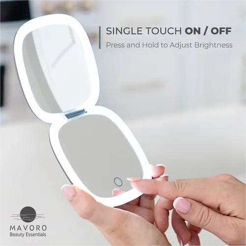 Espejo De Maquillaje De Viaje Con Iluminación Led Mavoro Rec