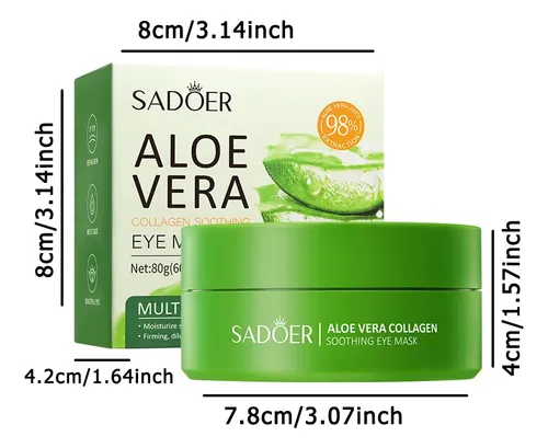 Máscara De Ojos Aloe Vera Colágeno Sadoer 60u
