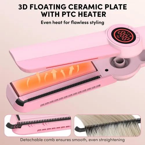 Plancha De Pelo Globlwing Led Rosa De Doble Voltaje De 2,5 C