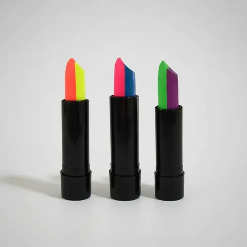 Labial Fluo Bicolor X 4 Maquillaje Brilla Luz Negra Uv