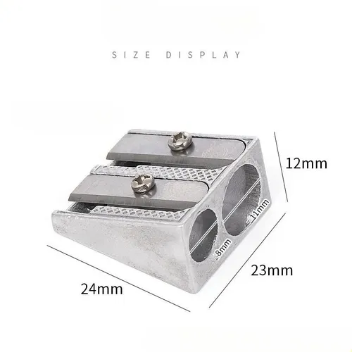 Kit De 2 Sacapuntas Dobles De Metal Plateado Para Lápices Y