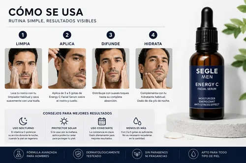 Sérum Facial Hombre Vitamina C Antiedad Hidratante