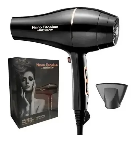 Secador De Pelo Profesional Babyliss Nano Gold Color Negro