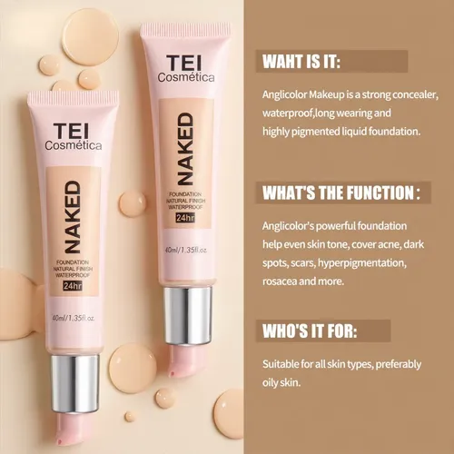 Base De Maquillaje Naked Foundation Waterproof 24hs Tei