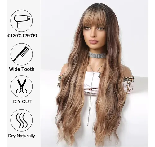 Peluca de cabello fibra de alta temperatura taurina MG002 de 70cm tono mg002 con base de tamaño universal