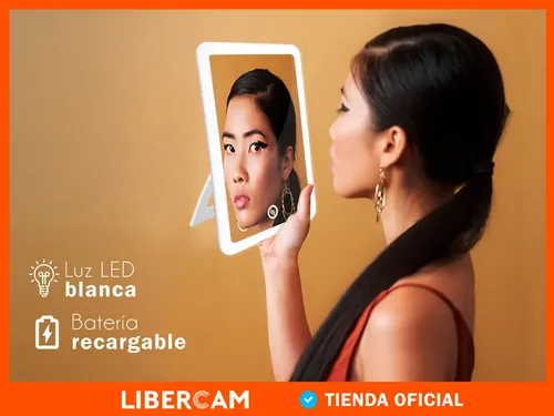 Espejo Luz Led Tactil Cuadrado LIBERCAM RESP-10 Maquillaje Carga Usb Color Blanco
