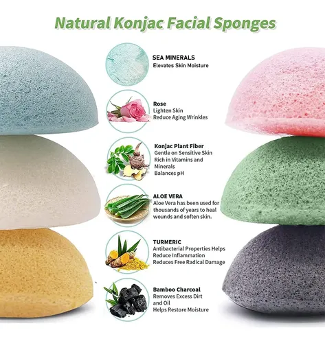 Set De 6 Esponjas De Konjac Dys Farm Para Limpieza Facial