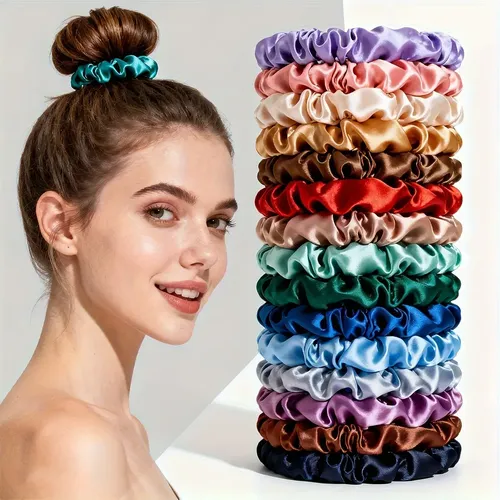 Set X19 Colitas De Pelo Finas De Satén Multicolored Lisa
