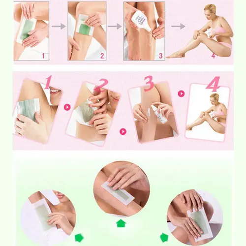 50x Tiras De Cera Fría Doble Cara Para Todo El Cuerpo