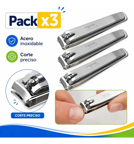 Pack X3 Cortauñas Trim Ideal Regalo Acero Inoxidable Alicate