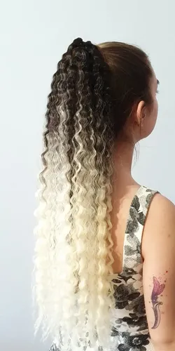 Extensión Ponytail Coleta Rizada Bicolor Kanekalon 70cm