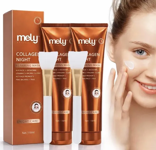 2x Mascarilla Facial Colágeno Baby Velo Hidrata Night+pincel