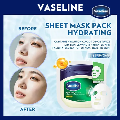Mascarilla Facial Hidratante De Vaselina, 10 X 23 Ml, Fabric