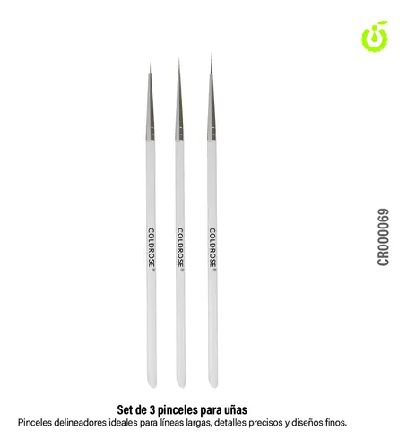 Kit De Pinceles Decorar Manicura De Uñas 3 Piezas