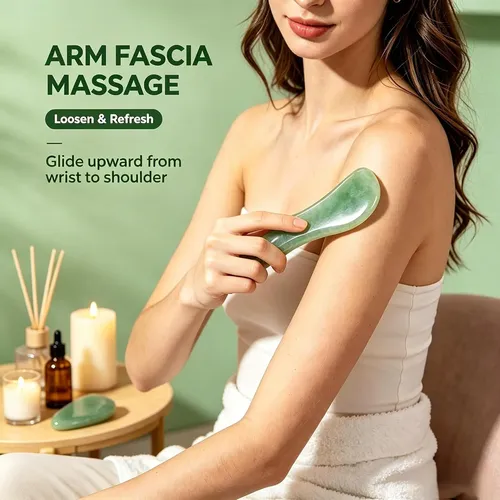 Herramienta Gua Sha Jade Verde Masaje Facial Y Muscular