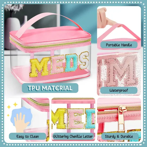 Bolsa De Cosméticos Geetery Chenille Letter Pink Nylon 23×15