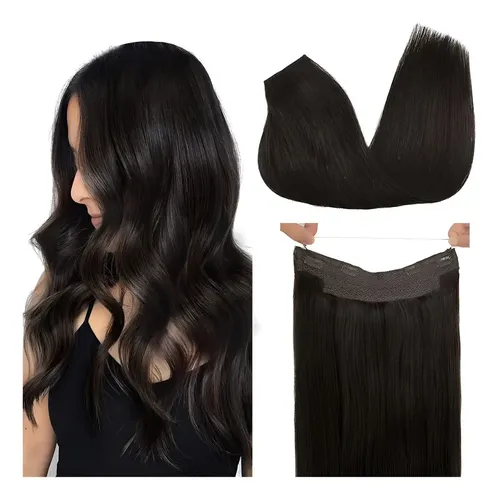 Extensiones De Cabello 100% Natural 60cm Con Clips Y Vincha Color Castaño2