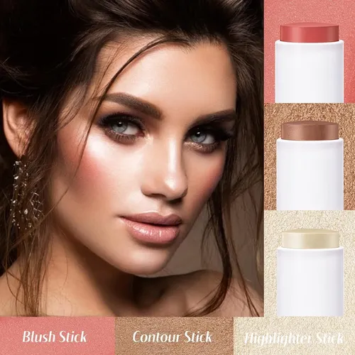 Kimuse Barra Facial Trio Contorno Iluminador Rubor