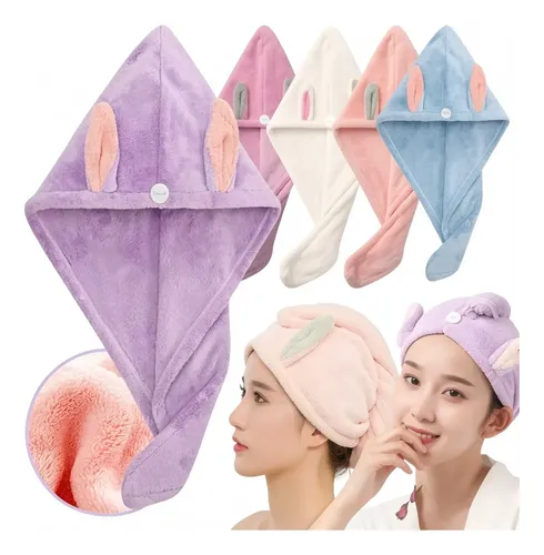 Gorro Toalla Turbante Microfibra Secar Pelo Rapido Con Moño