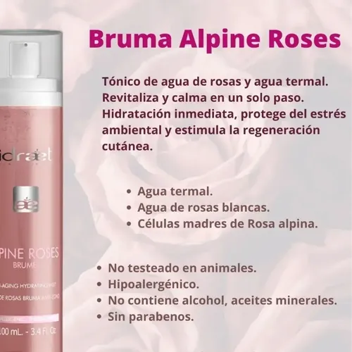 Idraet Alpine Roses Bruma Agua De Rosas Anti Age Hidratacion